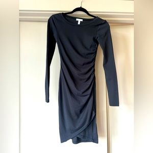 Black Leigh Ruched Long Sleeve Dress